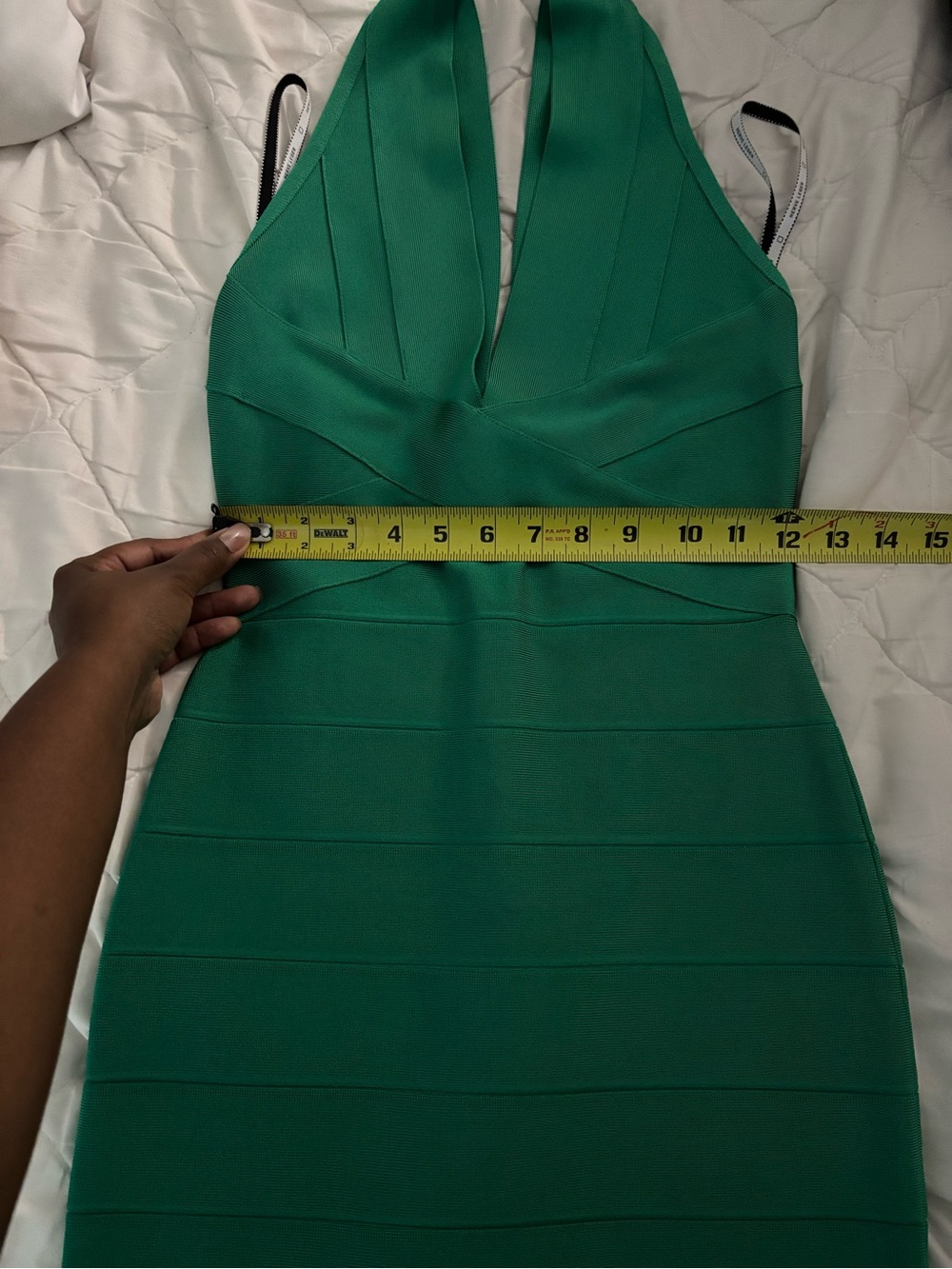 Sleeveless V-Neck Green Bodycon Dress - Picture 7 of 7